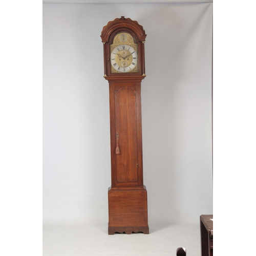 1058 - J. HARRIS, LONDON. AN 18th CENTURY OAK CASED LONGCASE CLOCK  the hood having a moulded pediment abov... 