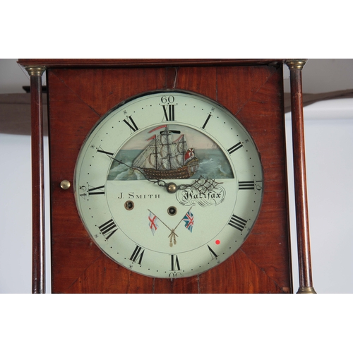 1059 - J. SMITH, HALIFAX. AN UNUSUAL GEORGE III MAHOGANY AUTOMATION LONGCASE CLOCK having a swan neck pedim... 