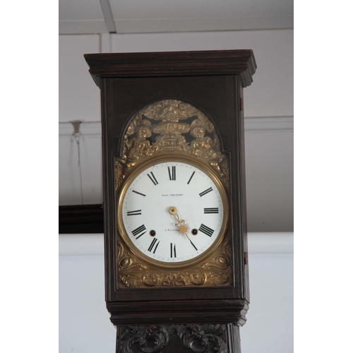 1061 - PIERRE PHILIPPON, a MEZERIEAX. A LATE 19th CENTURY FRENCH EBONISED COMTOISE CLOCK having a tall slen... 