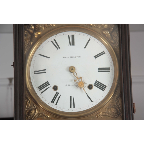 1061 - PIERRE PHILIPPON, a MEZERIEAX. A LATE 19th CENTURY FRENCH EBONISED COMTOISE CLOCK having a tall slen... 