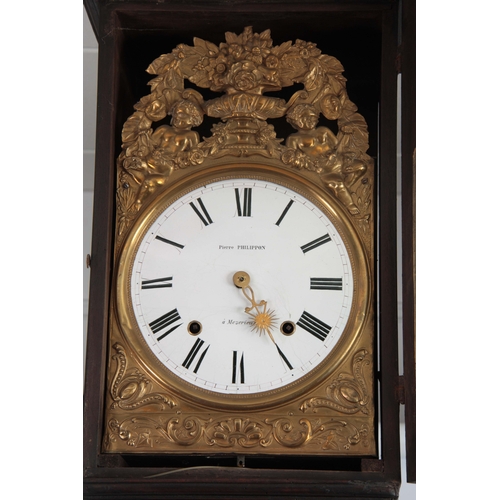 1061 - PIERRE PHILIPPON, a MEZERIEAX. A LATE 19th CENTURY FRENCH EBONISED COMTOISE CLOCK having a tall slen... 