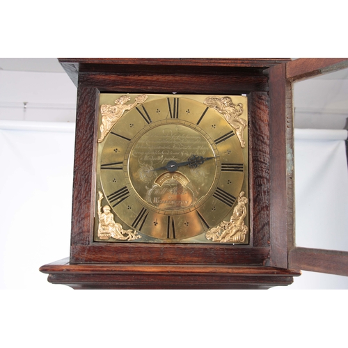 1063 - WILLIAM WEBB, WELLINGTON. A SMALL GEORGE III OAK CASED LONGCASE CLOCK  the slender case  having a mo... 