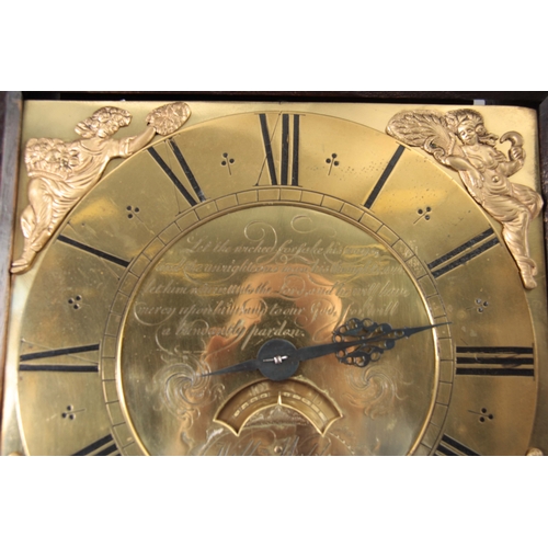 1063 - WILLIAM WEBB, WELLINGTON. A SMALL GEORGE III OAK CASED LONGCASE CLOCK  the slender case  having a mo... 