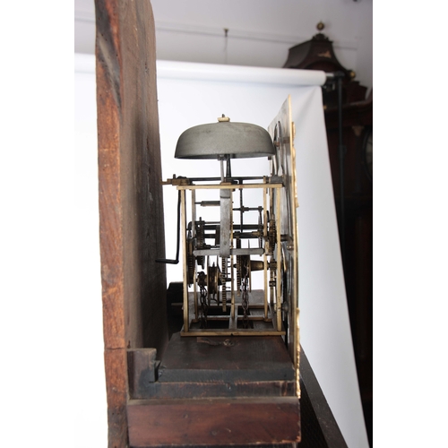 1063 - WILLIAM WEBB, WELLINGTON. A SMALL GEORGE III OAK CASED LONGCASE CLOCK  the slender case  having a mo... 