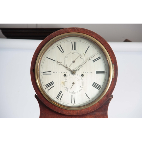 1073 - ALEXANDER, LEITH. AN EARLY 19th CENTURY FIGURED MAHOGANY LONGCASE CLOCK the drumhead style hood sat ... 