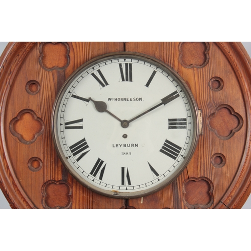 1077 - WILLIAM HORNE & SON, LEYBURN, 1885, A LATE 19TH CENTURY GOTHIC STYLE FUSEE WALL CLOCK the 12