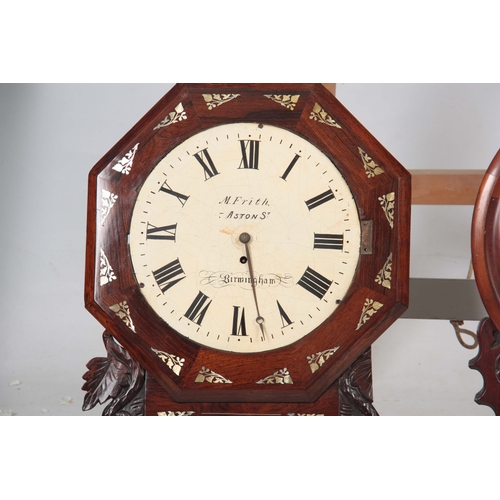 1078 - TWO MID 19th CENTURY DROP DIAL FUSEE WALL CLOCKS the figured mahogany clock signed J. Griffith, Carn... 