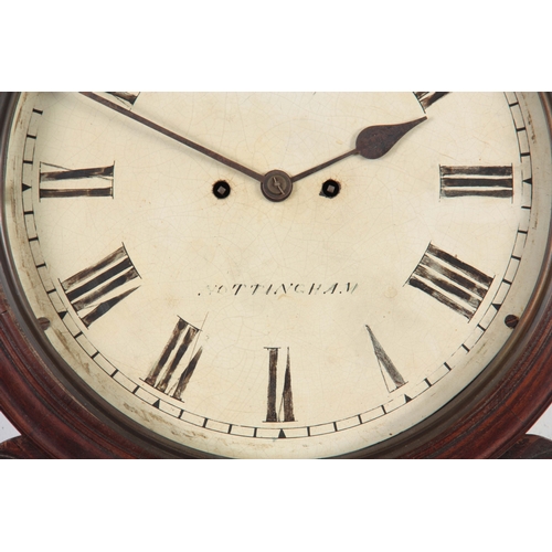 1080 - A WILLIAM IV MAHOGANY DOUBLE FUSEE WALL CLOCK with a 12