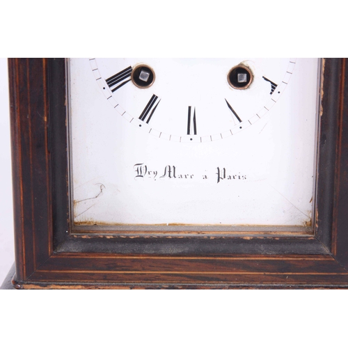 1084 - A MID 19th CENTURY FRENCH ROSEWOOD INLAID CARRIAGE STYLE MANTLE CLOCK enclosing a 3.5