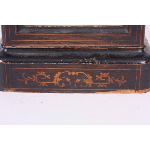 1084 - A MID 19th CENTURY FRENCH ROSEWOOD INLAID CARRIAGE STYLE MANTLE CLOCK enclosing a 3.5