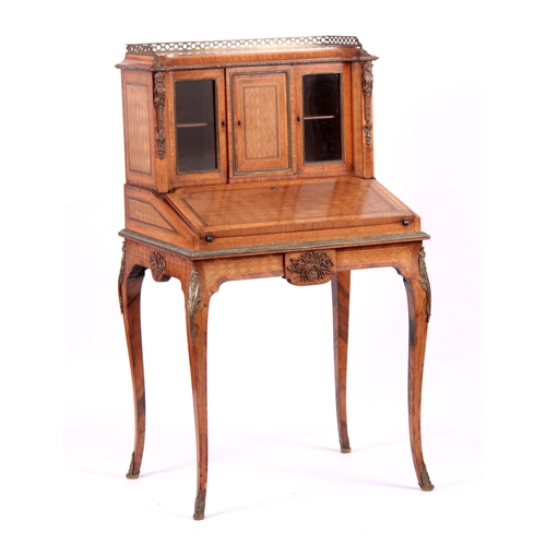 1187 - A FINE 19TH CENTURY FRENCH LADIES KINGWOOD, BURR WALNUT AND SATINWOOD ORMOLU MOUNTED BONHEUR DU JOUR... 