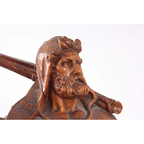 876 - A LATE 19th CENTURY SWISS BLACK FOREST CARVED GROUP modelled as the William Tell Monument signed 'P ... 