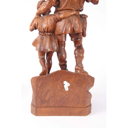 876 - A LATE 19th CENTURY SWISS BLACK FOREST CARVED GROUP modelled as the William Tell Monument signed 'P ... 