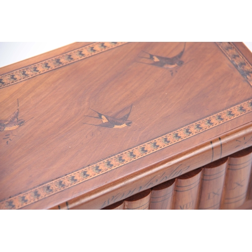 909 - A 19TH CENTURY SOUVENIR OLIVE WOOD JEWELLERY BOX formed as a volume of books with secret base drawer... 