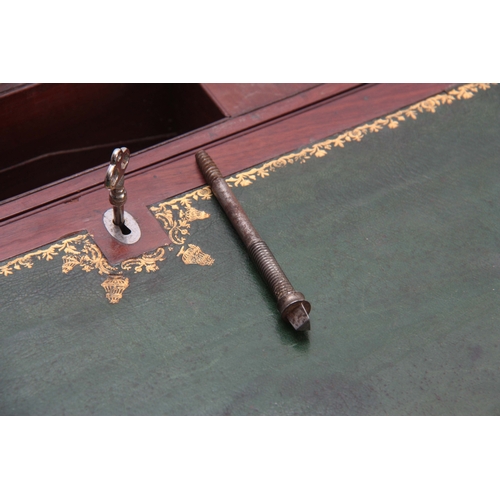 929 - A FINE LATE GEORGIAN BRASS BOUND MAHOGANY GENTLEMAN'S CAMPAIGN WRITING SLOPE WITH FITTED DRESSING DR... 