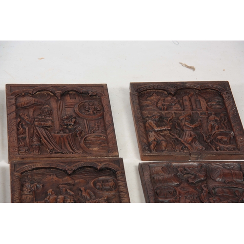 933 - A SET OF TEN 19TH CENTURY GOTHIC REVIVAL CARVED OAK PANELS - probably Flemish each depicting figures... 