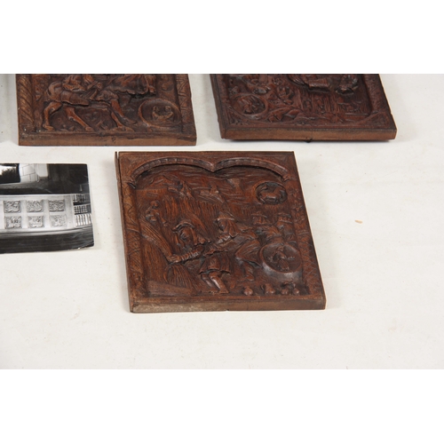 933 - A SET OF TEN 19TH CENTURY GOTHIC REVIVAL CARVED OAK PANELS - probably Flemish each depicting figures... 