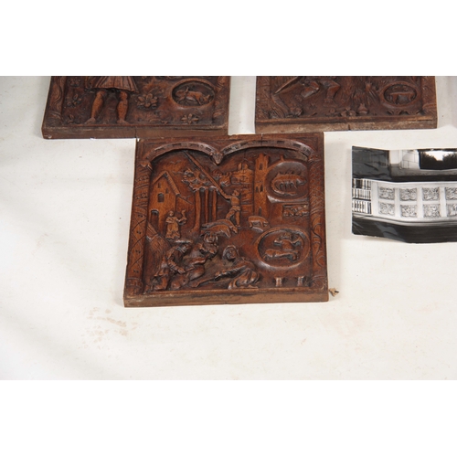 933 - A SET OF TEN 19TH CENTURY GOTHIC REVIVAL CARVED OAK PANELS - probably Flemish each depicting figures... 