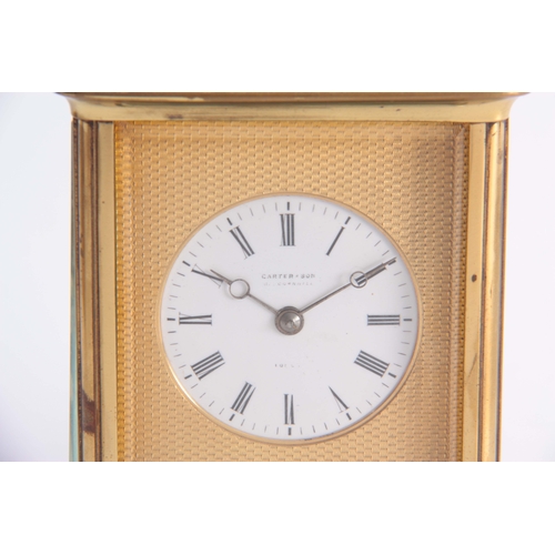 967 - A19th CENTURY FRENCH STRIKING CARRIAGE CLOCK the moulded Corniche style case inset with five bevelle... 