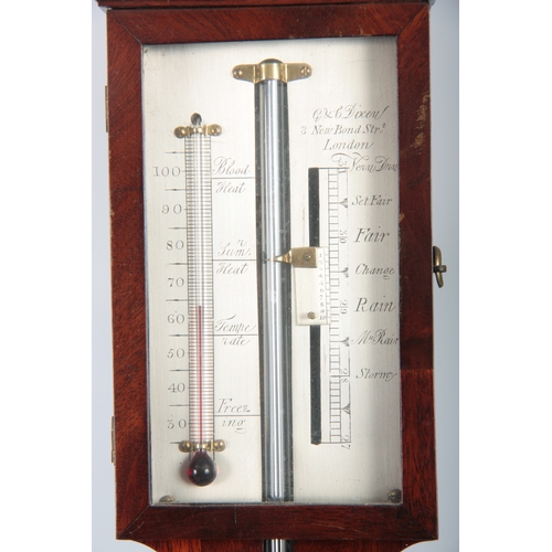 989 - G DIXEY, 3 NEW BOND STREET, LONDON. A GEORGE III MAHOGANY DOOR STICK BAROMETER with architectural pe... 