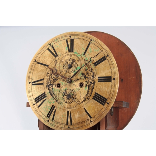 991 - ROLMALSTON, DUNFERMLINE. A LATE REGENCY SCOTTISH MAHOGANY DRUM HEAD LONGCASE CLOCK, having a carved ... 