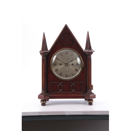 994 - GRIMALDE & JOHNSON, STRAND. LONDON. A 19th CENTURY LANCET TOP GOTHIC STYLE BRACKET CLOCK OF SMAL... 