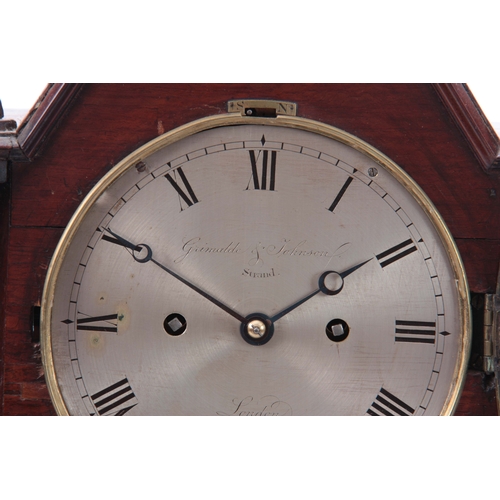 994 - GRIMALDE & JOHNSON, STRAND. LONDON. A 19th CENTURY LANCET TOP GOTHIC STYLE BRACKET CLOCK OF SMAL... 