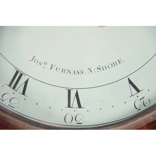 1014 - JOSEPH FURNASS. NORTH SHORE. A LATE GEORGE III FIGURED MAHOGANY INLAID OVAL DIAL LONGCASE CLOCK havi... 