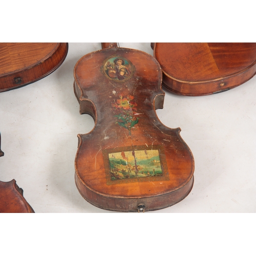 771 - A COLLECTION OF 9 VIOLINS AND 8 VIOLIN BOWS including a branded Stainer below the button, length of ... 