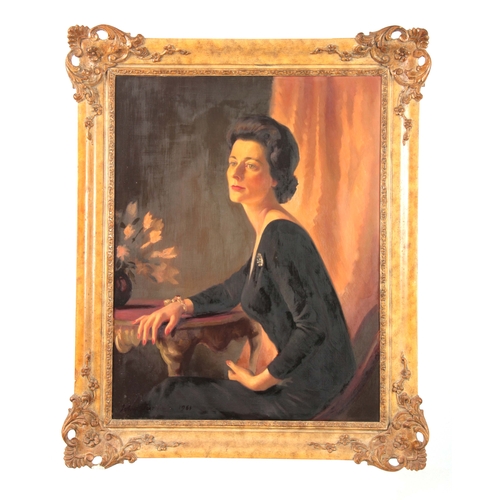 788 - A JOHN TEESDALE LATE 20TH CENTURY PORTRAIT OF A LADY in a black dress 90cm high 70cm wide - signed a... 