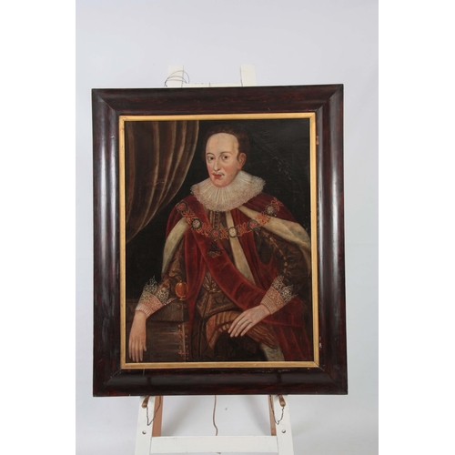 799 - A PAIR OF 17TH CENTURY OIL ON CANVAS PORTRAITS ONE OF JAMES I AND THE OTHER OF HENRY PRINCE OF WALES... 