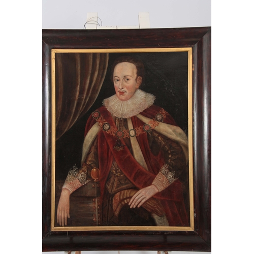 799 - A PAIR OF 17TH CENTURY OIL ON CANVAS PORTRAITS ONE OF JAMES I AND THE OTHER OF HENRY PRINCE OF WALES... 