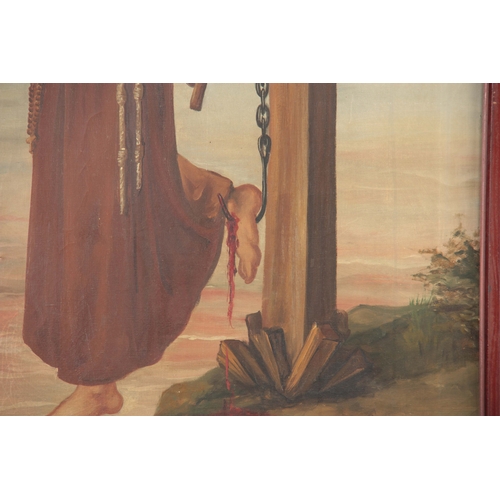 808 - S BONNER. AN EARLY 20th CENTURY RELIGIOUS OIL ON CANVAS 129cm high, 67cm wide - signed and dated 191... 