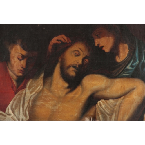 809 - A LARGE 19th CENTURY RELIGIOUS OIL ON CANVAS of Jesus Christ 110.5cm high 131cm wide - in a gilt mou... 