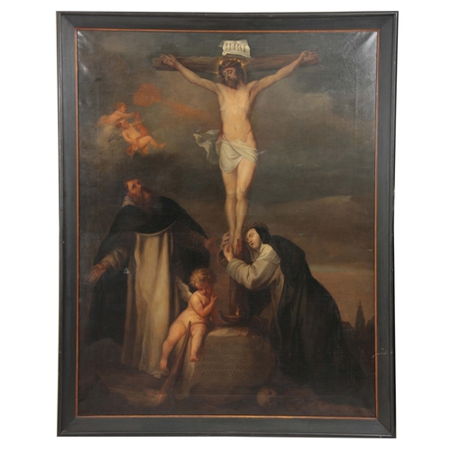 814 - AFTER ANTHONY VAN-DYKE. A 19TH CENTURY OIL ON CANVAS. Depicting the Crucifixion inscribed at the bas... 