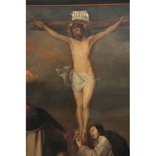 814 - AFTER ANTHONY VAN-DYKE. A 19TH CENTURY OIL ON CANVAS. Depicting the Crucifixion inscribed at the bas... 