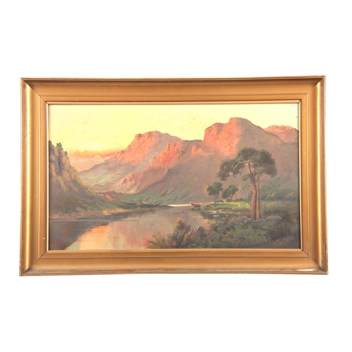 819 - JACK M. DUCKER M.M.A. OIL ON CANVAS. The hills of Perth 48cm high, 84cm wide - signed and in a gilt ... 