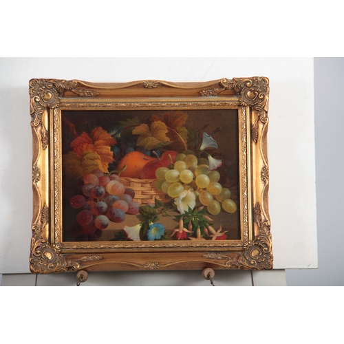 846 - A J A FREE.  A LATE 19TH CENTURY OIL ON CANVAS DEPICTING A STILL LIFE OF FRUIT AND FLOWERS signed an... 