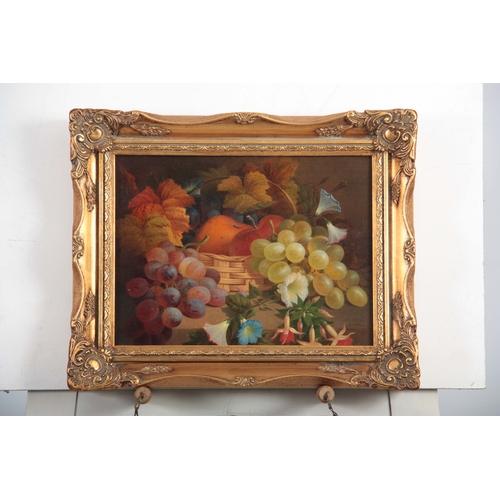 846 - A J A FREE.  A LATE 19TH CENTURY OIL ON CANVAS DEPICTING A STILL LIFE OF FRUIT AND FLOWERS signed an... 