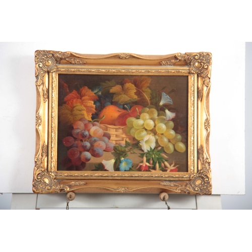 846 - A J A FREE.  A LATE 19TH CENTURY OIL ON CANVAS DEPICTING A STILL LIFE OF FRUIT AND FLOWERS signed an... 