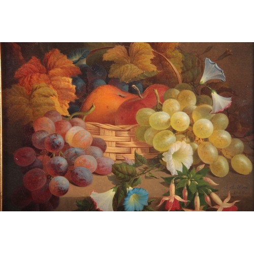 846 - A J A FREE.  A LATE 19TH CENTURY OIL ON CANVAS DEPICTING A STILL LIFE OF FRUIT AND FLOWERS signed an... 