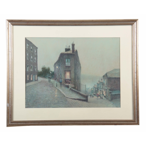 856 - ARR.  BOB RICHARDSON - PASTEL DRAWING Hebden Bridge, Yorkshire  - signed mounted and in silvered woo... 