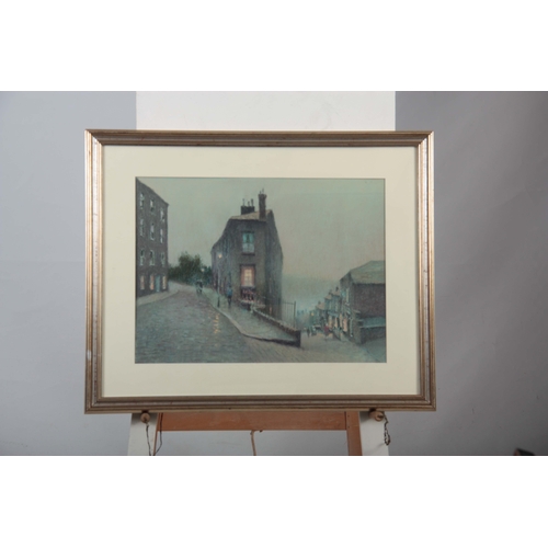 856 - ARR.  BOB RICHARDSON - PASTEL DRAWING Hebden Bridge, Yorkshire  - signed mounted and in silvered woo... 