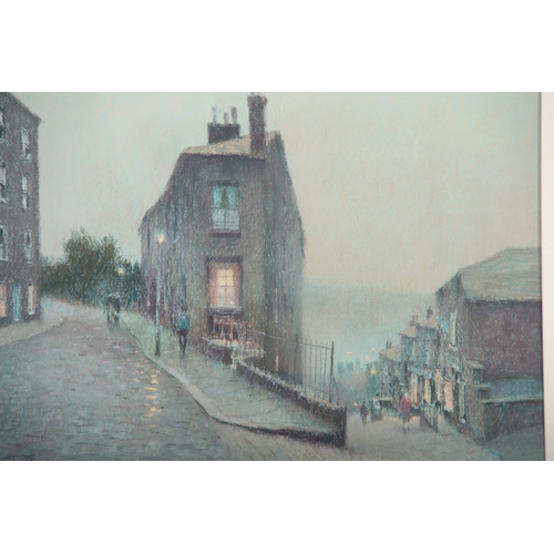 856 - ARR.  BOB RICHARDSON - PASTEL DRAWING Hebden Bridge, Yorkshire  - signed mounted and in silvered woo... 