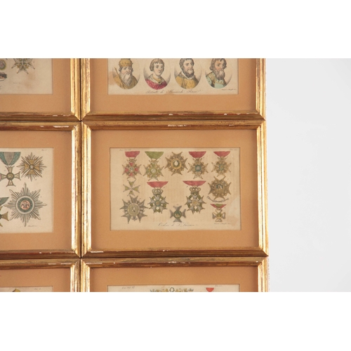 861 - A SET OF 8 CONTINENTAL COLOURED PRINTS, 13cm by 20cm each - mounted in glazed gilt moulded frames (8... 