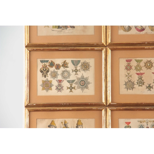 861 - A SET OF 8 CONTINENTAL COLOURED PRINTS, 13cm by 20cm each - mounted in glazed gilt moulded frames (8... 