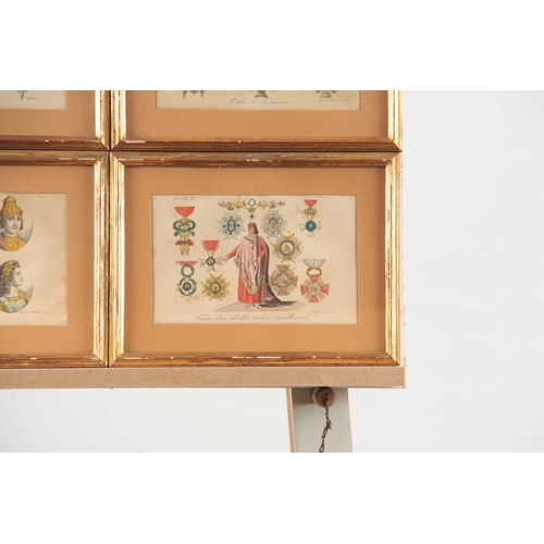 861 - A SET OF 8 CONTINENTAL COLOURED PRINTS, 13cm by 20cm each - mounted in glazed gilt moulded frames (8... 