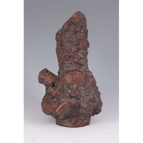 868 - A 19TH CENTURY PIECE OF BURR WALNUT TOBACCONIST SHOP DISPLAY initialled GBD 35cm high.