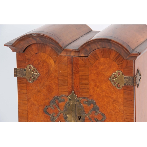 885 - A QUEEN ANNE STYLE EARLY 20th CENTURY MINIATURE WALNUT APPRENTICE PIECE modelled as a double dome ch... 