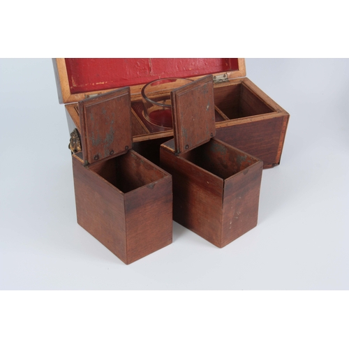 914 - A GEORGIAN MAHOGANY SARCOPHAGUS SHAPED TEA CADDY with kingwood crossbanding and boxwood stringing ha... 